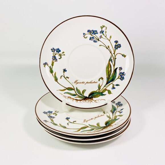 Set of 4 Villeroy & Boch Botanica Myosotis Palustris w/root Saucers 6" Plates - Picture 2 of 6